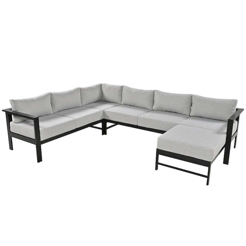 Ensemble de canapé sectionnel d'extérieur 4 pièces en aluminium en forme de U avec coussins épais
