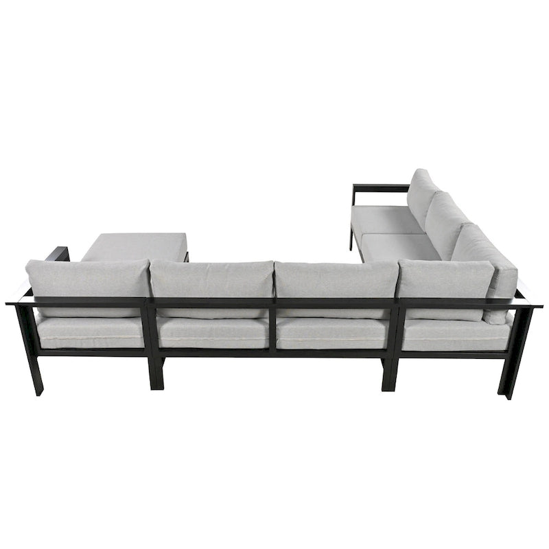 Ensemble de canapé sectionnel d'extérieur 4 pièces en aluminium en forme de U avec coussins épais