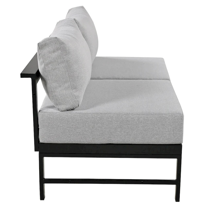 Ensemble de canapé sectionnel d'extérieur 4 pièces en aluminium en forme de U avec coussins épais