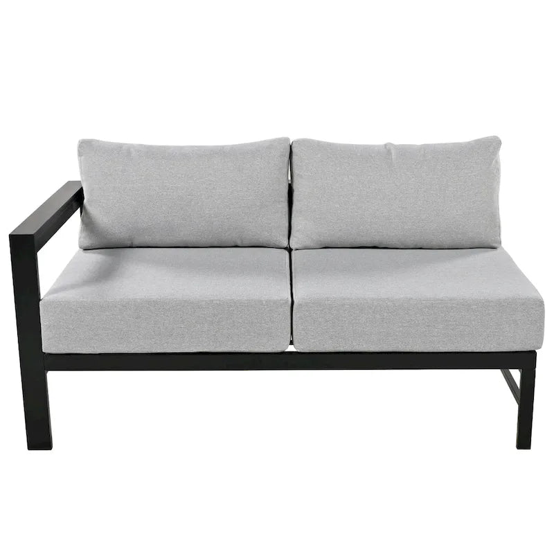 Ensemble de canapé sectionnel d'extérieur 4 pièces en aluminium en forme de U avec coussins épais