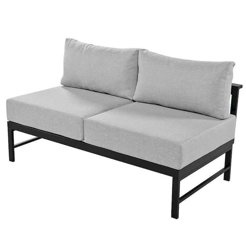 Ensemble de canapé sectionnel d'extérieur 4 pièces en aluminium en forme de U avec coussins épais