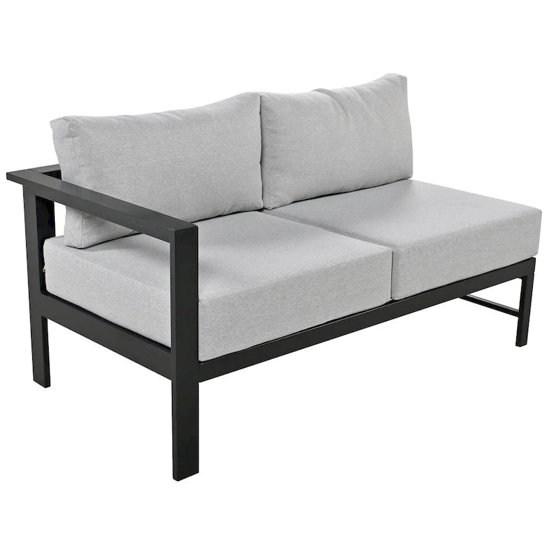 Ensemble de canapé sectionnel d'extérieur 4 pièces en aluminium en forme de U avec coussins épais