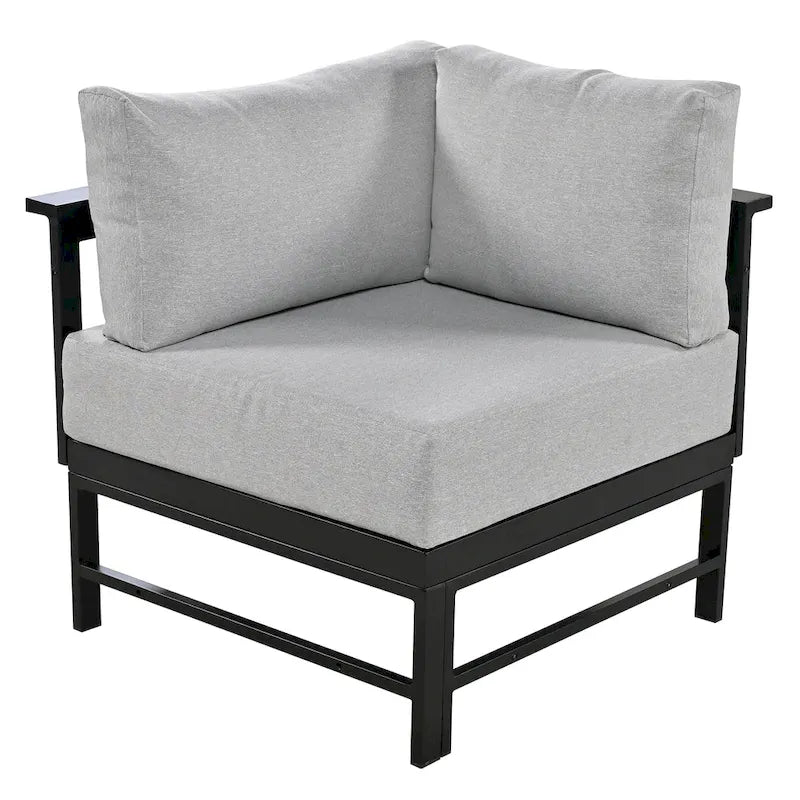 Ensemble de canapé sectionnel d'extérieur 4 pièces en aluminium en forme de U avec coussins épais