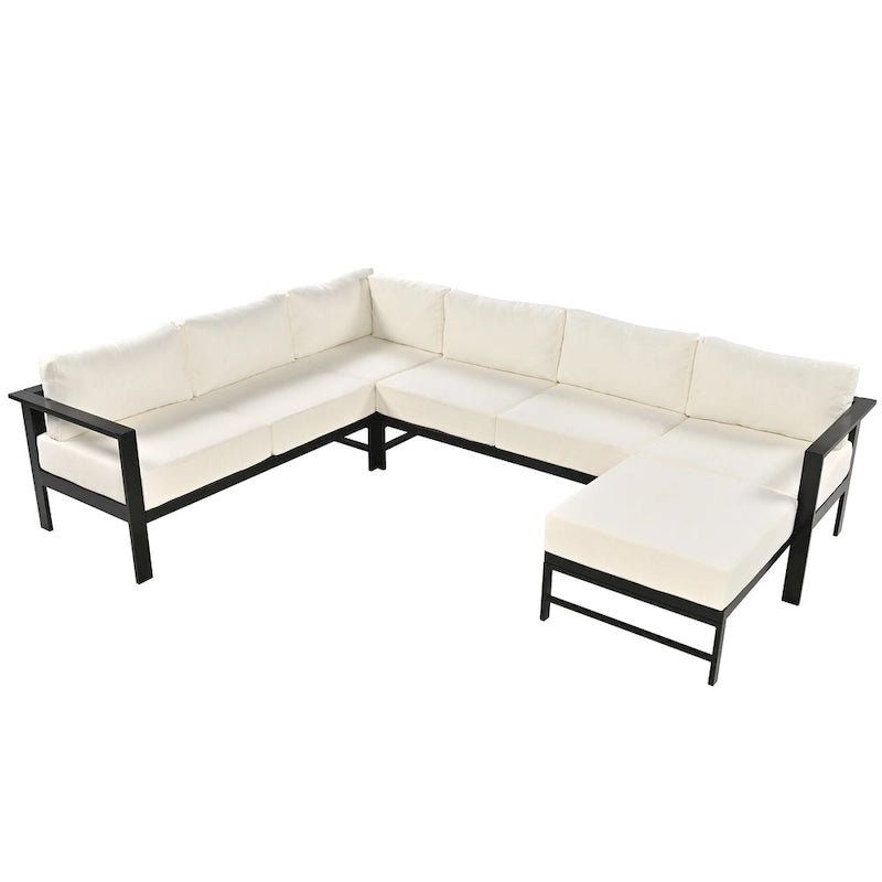 Ensemble de canapé sectionnel d'extérieur 4 pièces en aluminium en forme de U avec coussins épais