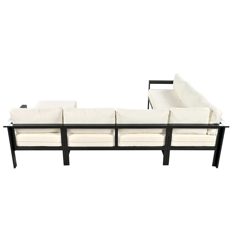 Ensemble de canapé sectionnel d'extérieur 4 pièces en aluminium en forme de U avec coussins épais
