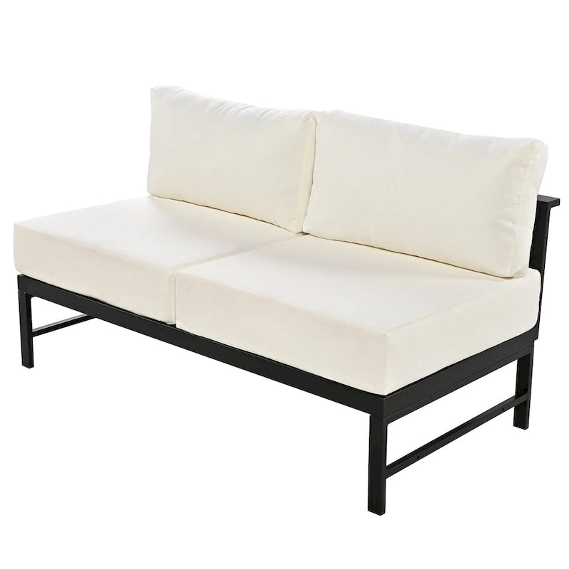 Ensemble de canapé sectionnel d'extérieur 4 pièces en aluminium en forme de U avec coussins épais
