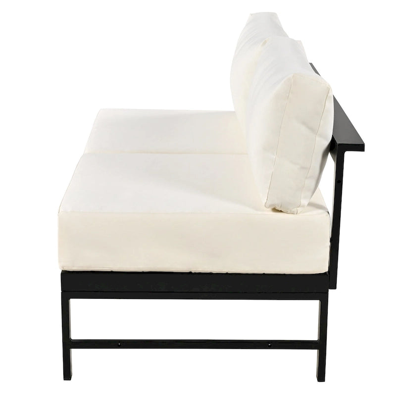 Ensemble de canapé sectionnel d'extérieur 4 pièces en aluminium en forme de U avec coussins épais