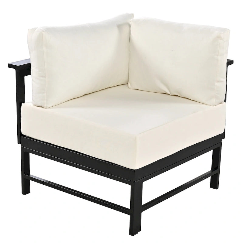 Ensemble de canapé sectionnel d'extérieur 4 pièces en aluminium en forme de U avec coussins épais