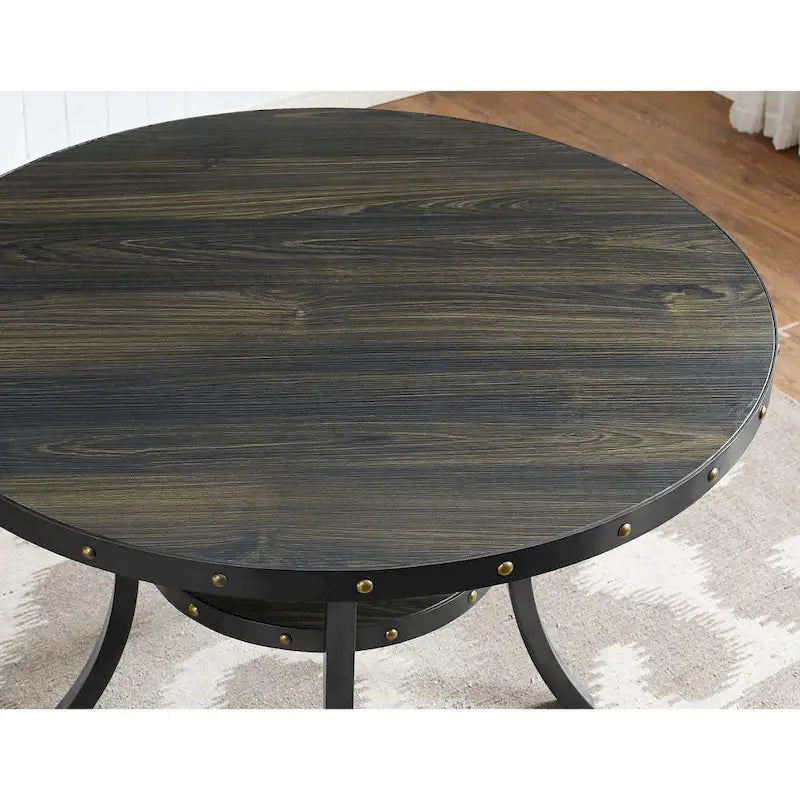 Ensembles de table et de chaises de salle à manger modernes du milieu du siècle, ensembles de table de salle à manger de cuisine de ferme avec clous en laiton et pieds en métal