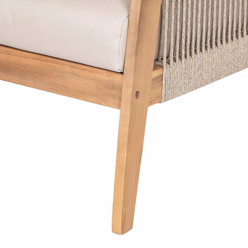 Ensemble de sofa d'extérieur sectionnel 4 pièces en bois d'acacia et corde