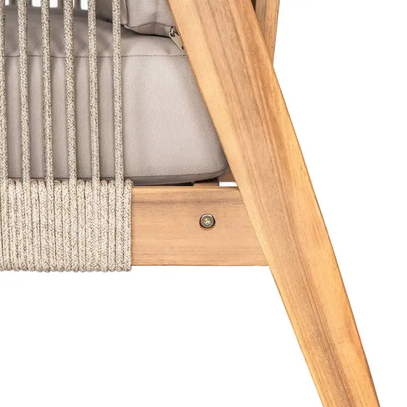 Ensemble de sofa d'extérieur sectionnel 4 pièces en bois d'acacia et corde