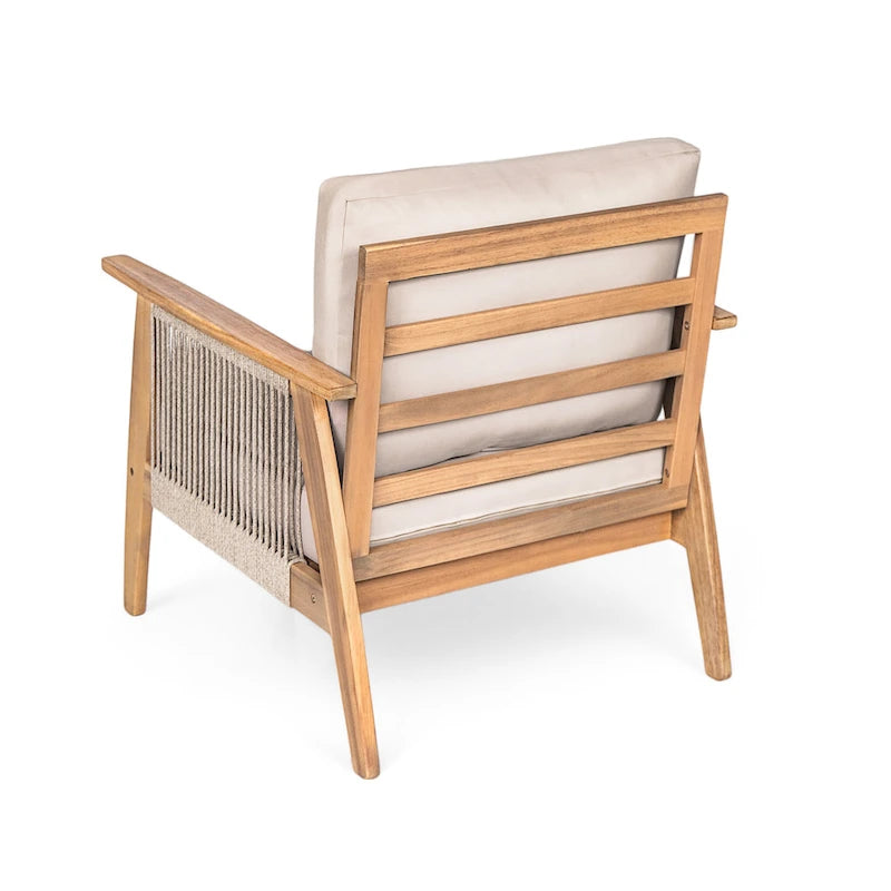 Ensemble de sofa d'extérieur sectionnel 4 pièces en bois d'acacia et corde