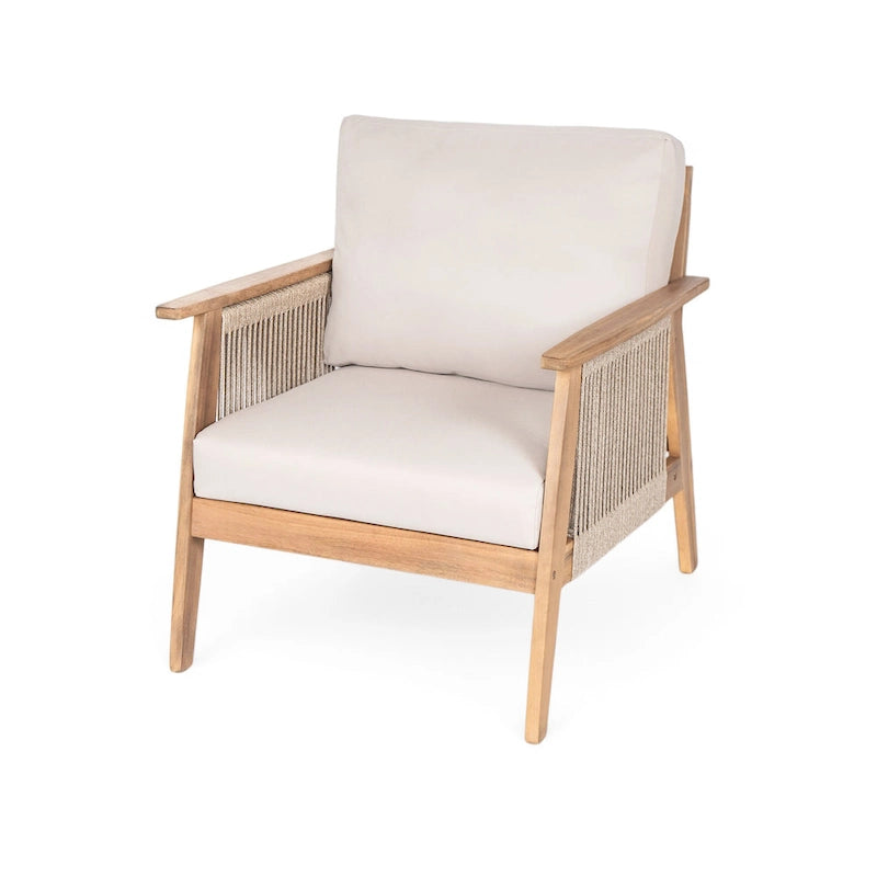Ensemble de sofa d'extérieur sectionnel 4 pièces en bois d'acacia et corde