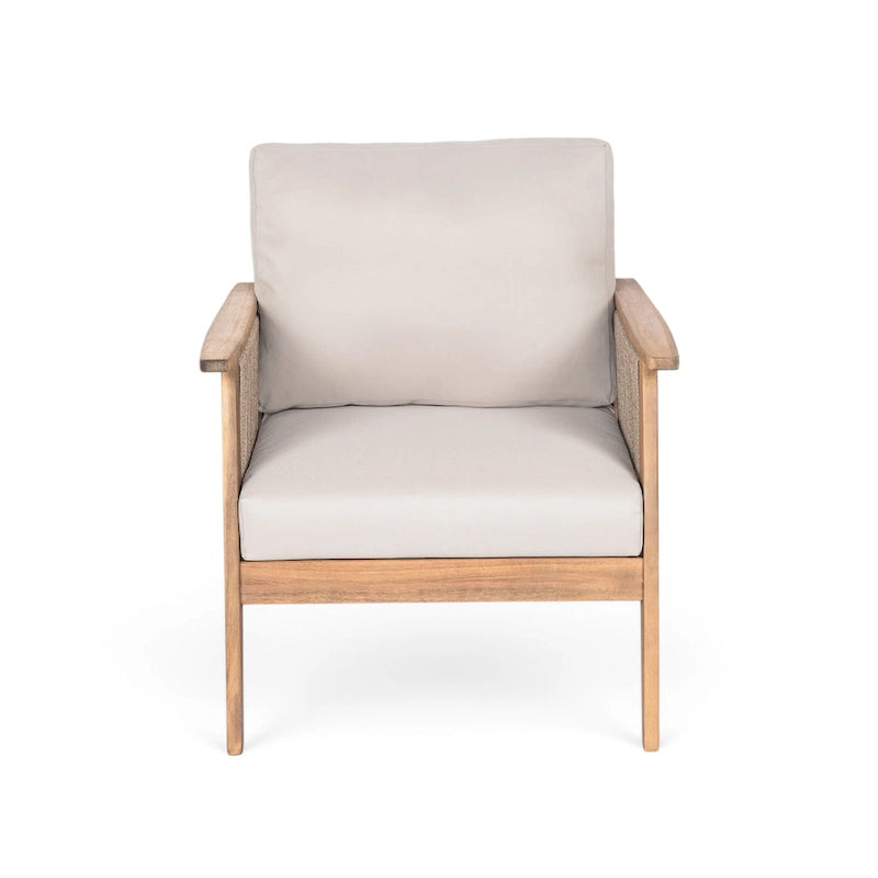 Ensemble de sofa d'extérieur sectionnel 4 pièces en bois d'acacia et corde