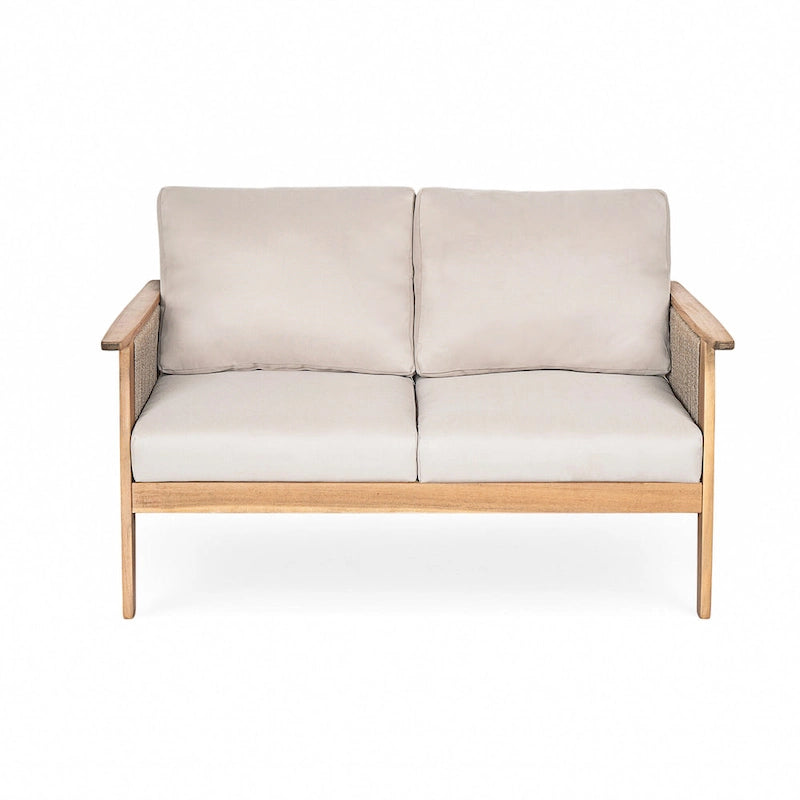 Ensemble de sofa d'extérieur sectionnel 4 pièces en bois d'acacia et corde