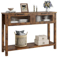 Console de ferme avec 2 tiroirs en verre et étagère pour entrée, salon