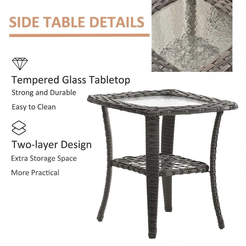 Ensemble de mobilier de jardin en osier 8 pièces avec fauteuil pivotant et pouf de patio