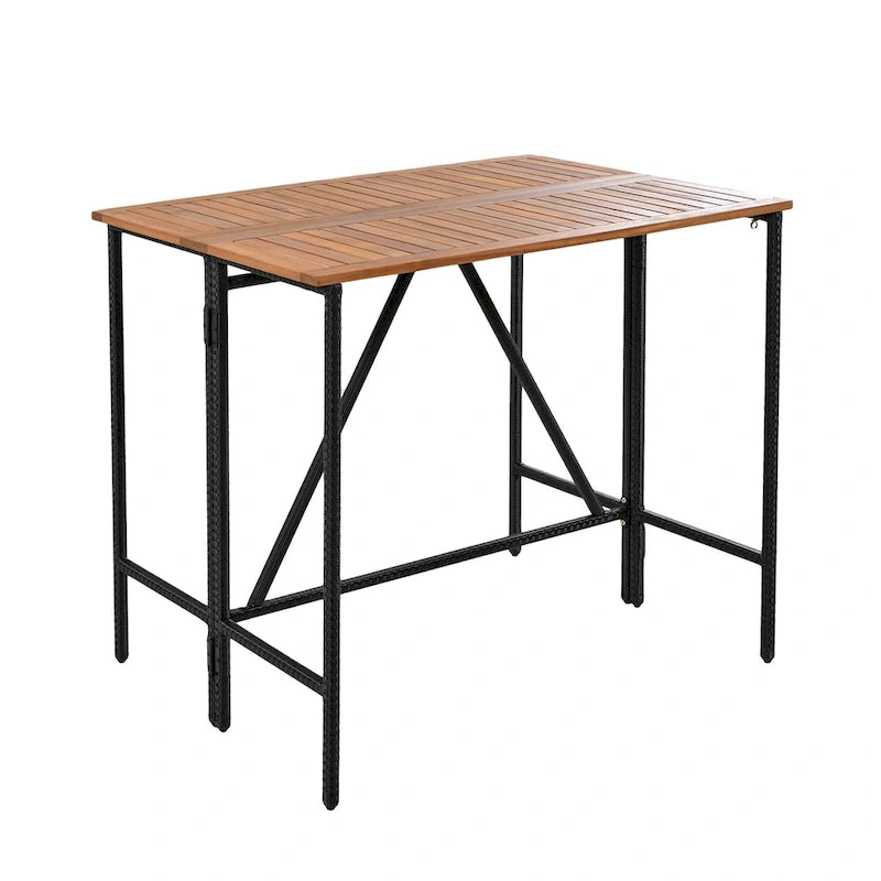 Ensemble repas d'extérieur 10 pièces pliable hauteur comptoir avec 8 tabourets rembourrés, 2 tables pliables en bois d'acacia