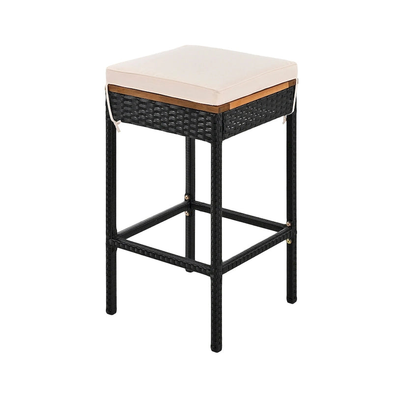 Ensemble repas d'extérieur 10 pièces pliable hauteur comptoir avec 8 tabourets rembourrés, 2 tables pliables en bois d'acacia