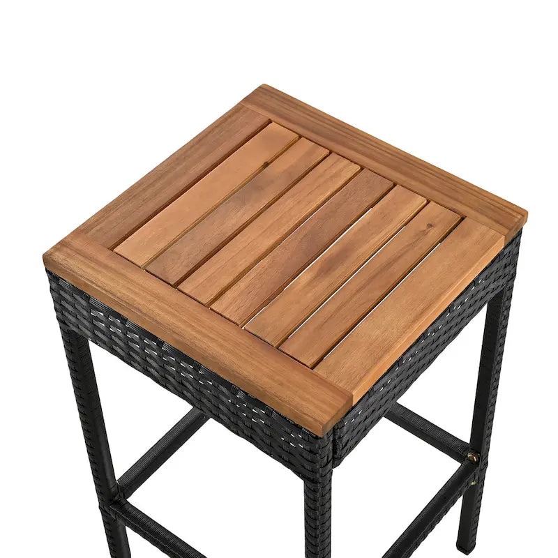 Ensemble repas d'extérieur 10 pièces pliable hauteur comptoir avec 8 tabourets rembourrés, 2 tables pliables en bois d'acacia