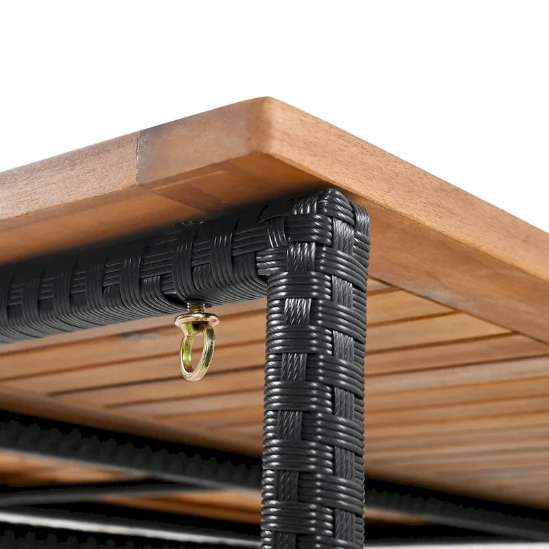 Ensemble repas d'extérieur 10 pièces pliable hauteur comptoir avec 8 tabourets rembourrés, 2 tables pliables en bois d'acacia