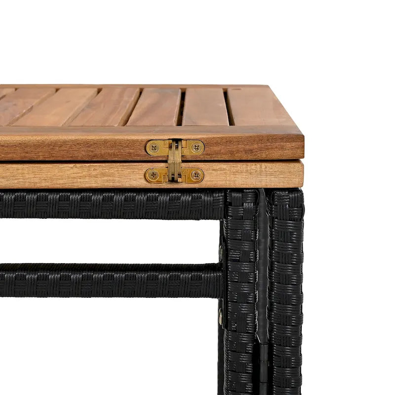 Ensemble repas d'extérieur 10 pièces pliable hauteur comptoir avec 8 tabourets rembourrés, 2 tables pliables en bois d'acacia