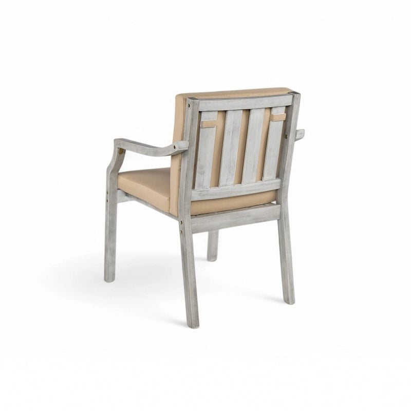 Ensemble de salle à manger rond 5 pièces en bois d'acacia pour patio avec trou pour parasol et 4 fauteuils rembourrés