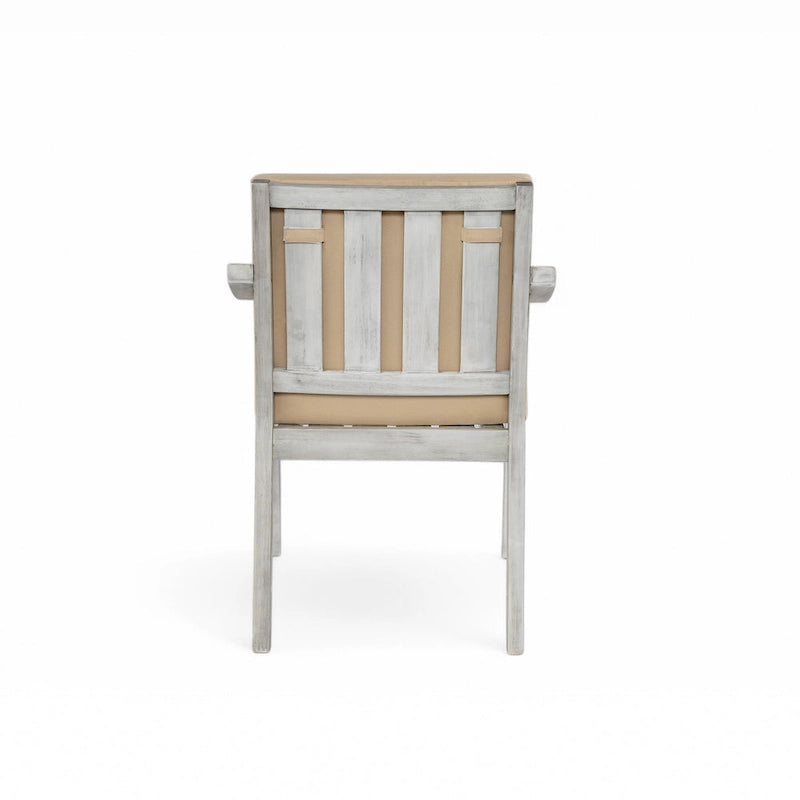 Ensemble de salle à manger rond 5 pièces en bois d'acacia pour patio avec trou pour parasol et 4 fauteuils rembourrés
