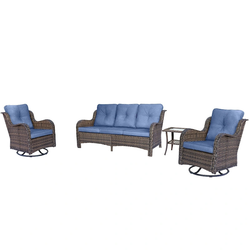 Salons de jardin en osier hauts pour l'extérieur avec fauteuils pivotants