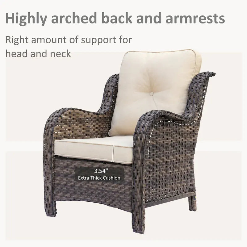 Salons de jardin en osier hauts pour l'extérieur avec fauteuils pivotants