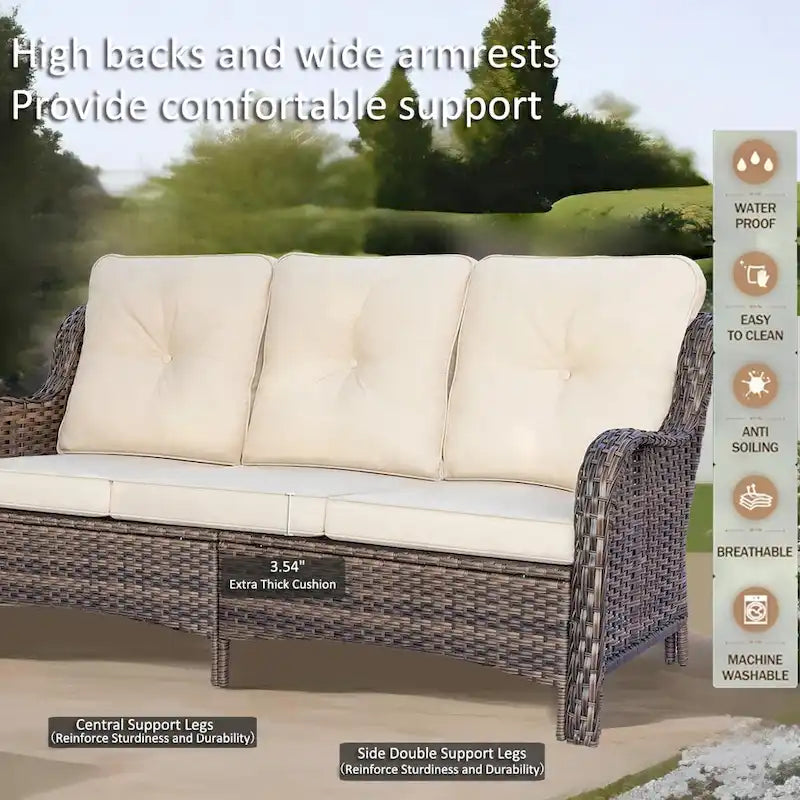 Salons de jardin en osier hauts pour l'extérieur avec fauteuils pivotants