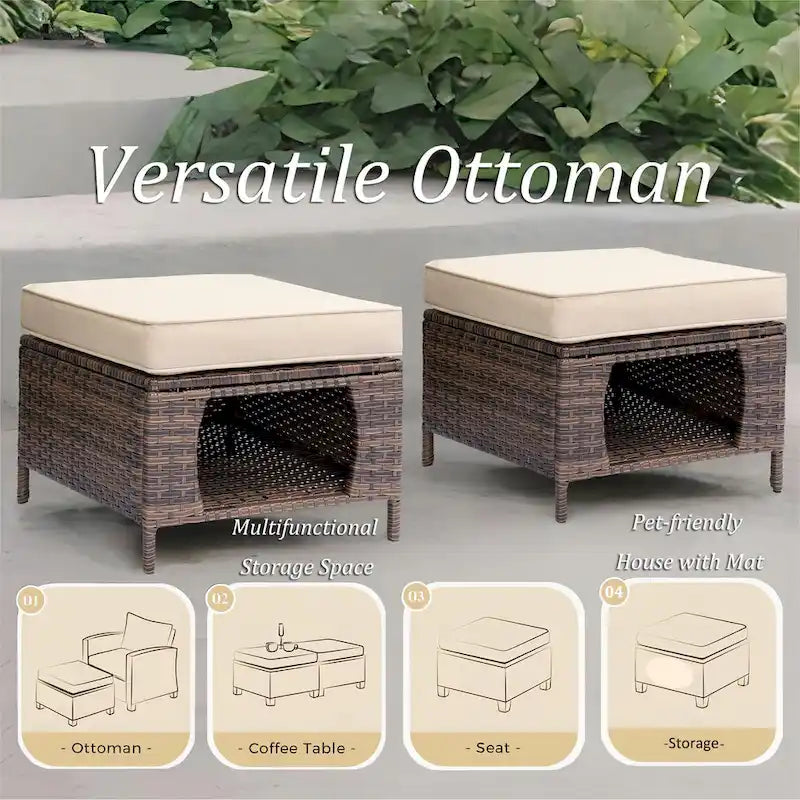Salons de jardin en osier hauts pour l'extérieur avec fauteuils pivotants