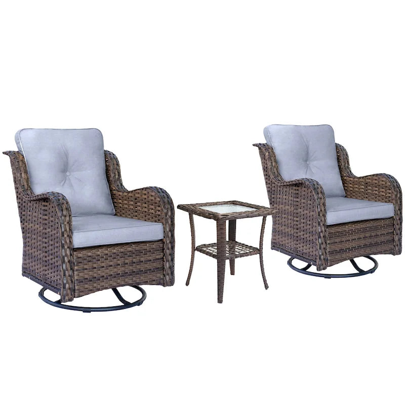 Salons de jardin en osier hauts pour l'extérieur avec fauteuils pivotants