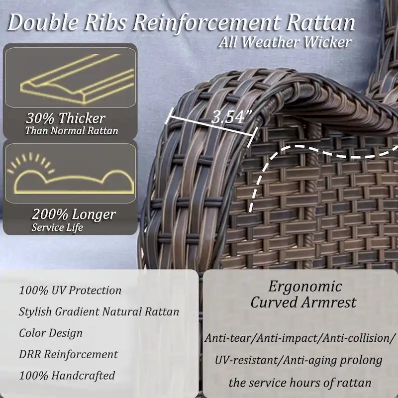 Salons de jardin en osier hauts pour l'extérieur avec fauteuils pivotants