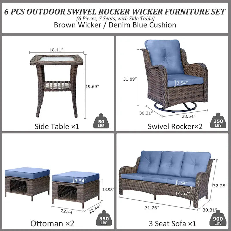 Salons de jardin en osier hauts pour l'extérieur avec fauteuils pivotants