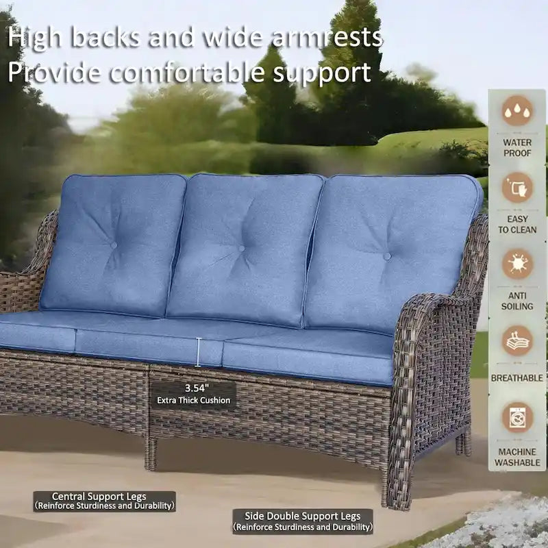 Salons de jardin en osier hauts pour l'extérieur avec fauteuils pivotants