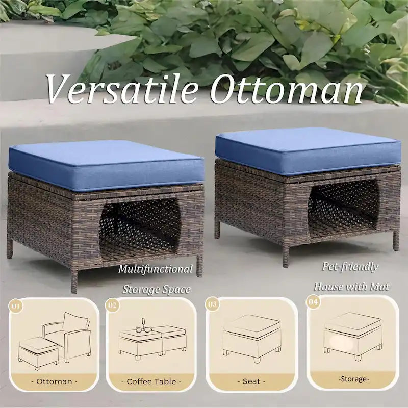 Salons de jardin en osier hauts pour l'extérieur avec fauteuils pivotants