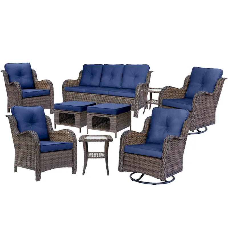 Salons de jardin en osier hauts pour l'extérieur avec fauteuils pivotants