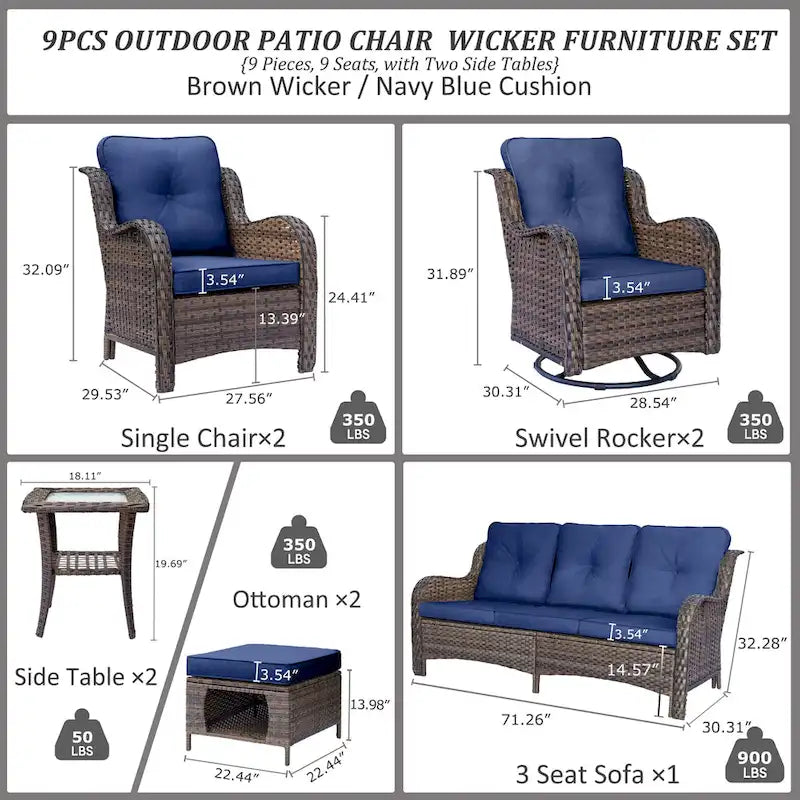 Salons de jardin en osier hauts pour l'extérieur avec fauteuils pivotants