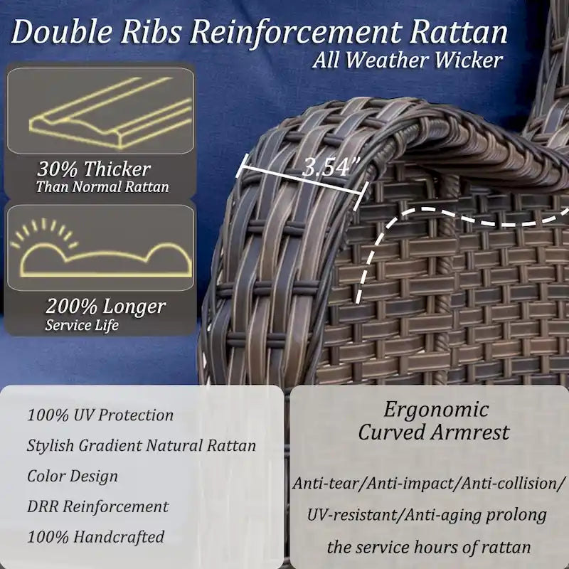 Salons de jardin en osier hauts pour l'extérieur avec fauteuils pivotants