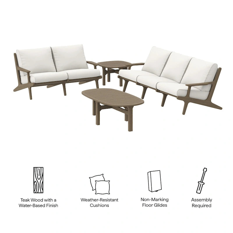 Ensemble de mobilier de patio en bois de teck 4 pièces Saratoga