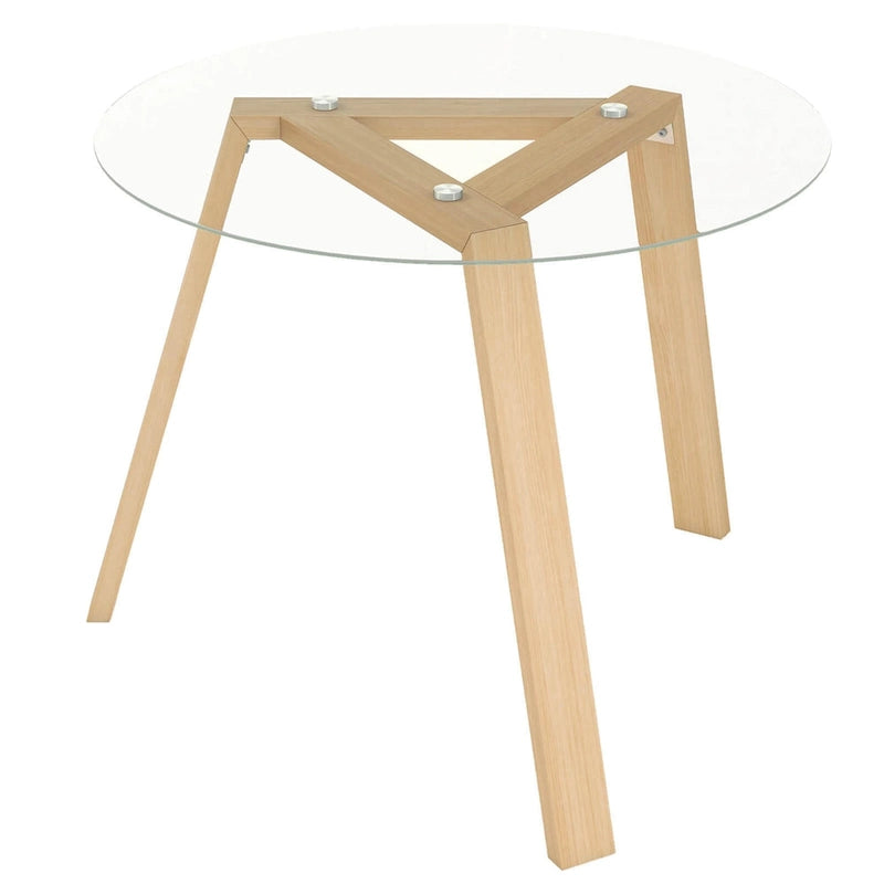 Table à manger ronde en verre trempé de 36 pouces pour 4 personnes