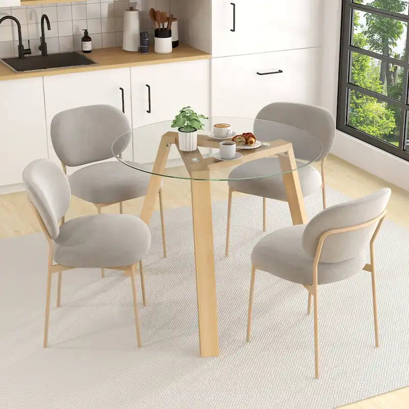 Table à manger ronde en verre trempé de 36 pouces pour 4 personnes