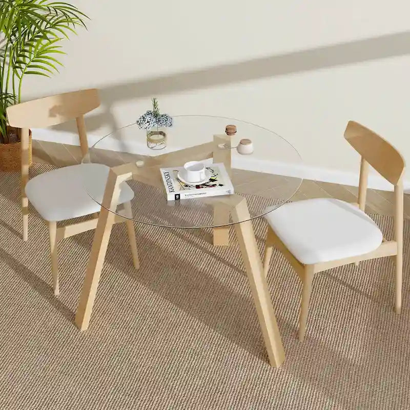 Table à manger ronde en verre trempé de 36 pouces pour 4 personnes