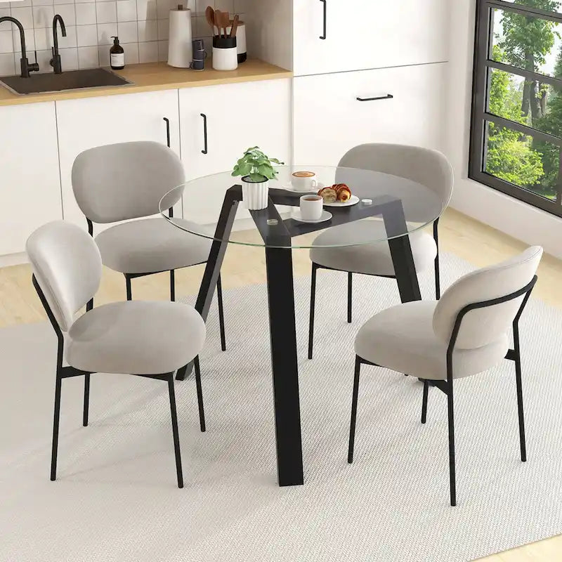 Table à manger ronde en verre trempé de 36 pouces pour 4 personnes