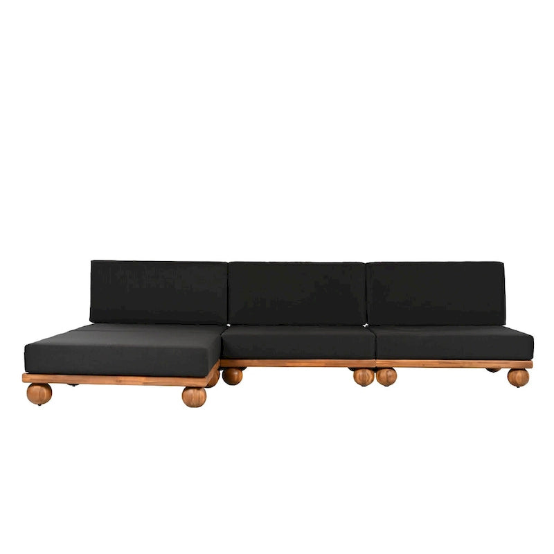 Canapé d'angle sectionnel 4 pièces Scott Living Dulcie en bois d'acacia avec coussins amovibles