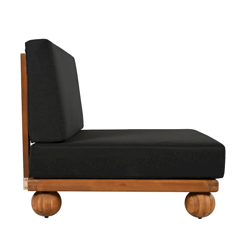 Canapé d'angle sectionnel 4 pièces Scott Living Dulcie en bois d'acacia avec coussins amovibles