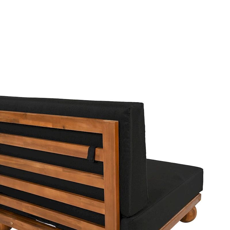 Canapé d'angle sectionnel 4 pièces Scott Living Dulcie en bois d'acacia avec coussins amovibles