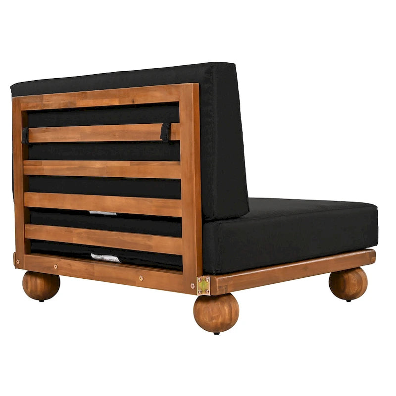 Canapé d'angle sectionnel 4 pièces Scott Living Dulcie en bois d'acacia avec coussins amovibles