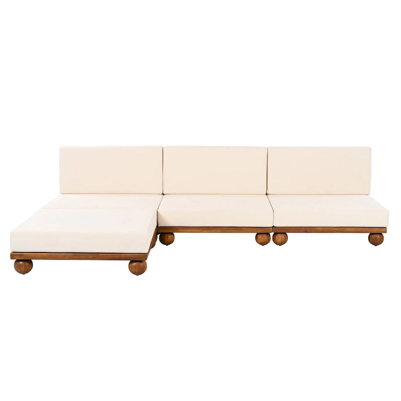 Canapé d'angle sectionnel 4 pièces Scott Living Dulcie en bois d'acacia avec coussins amovibles